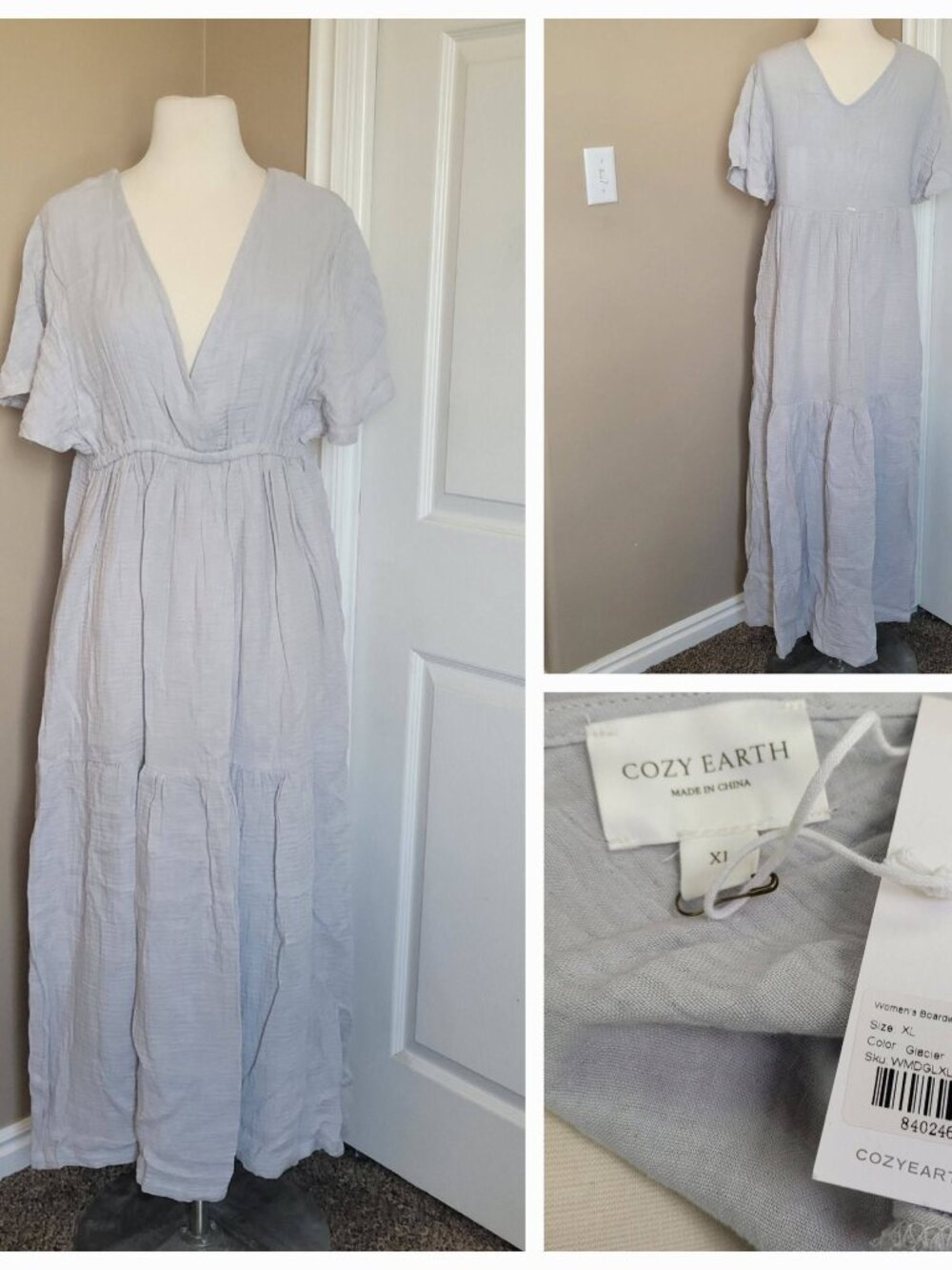 Cozy Earth Chic Gray Maxi Dress